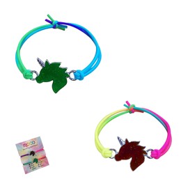 MALOUSUN Unicorn Bracelet Girls Set of 2, Mood Bracelet Children with Colour Changing, Friendship Bracelets for Girls, Children's Bracelet in Rainbow Colours, Fashionable Friendship Bracelet, Sensory