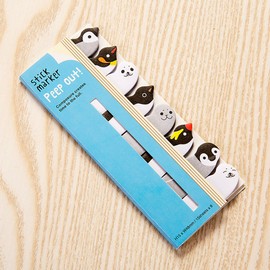8Pcs Cute Animal Sticky Notes Kawaii Cartoon Panda/Dog/Cat Pattern Memo Pad Self-Stick Tab for Office School Supplies Christmas Gift Self-Stick Note Pads (Penguin)
