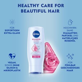 NIVEA Diamond Gloss Brillanz Sp√ºlung, pflegende Haarsp√ºlung mit Diamantpartikeln und Rosen√∂l, intensive Pflegesp√ºlung f√ºr strahlenden Glanz (200 ml) (Packung mit 5)