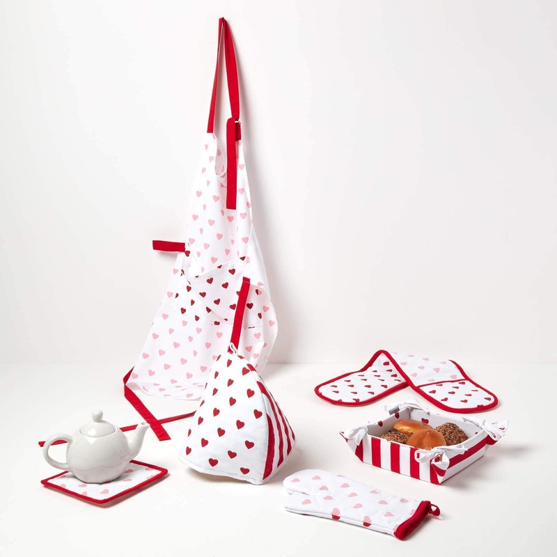 Homescapes 100% Pure Cotton Apron Washable Kitchen Apron with Pouch