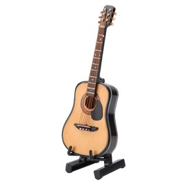 Miniature Guitar Model, Mini Wooden Guitar Instrument Model with Gift Package for Desk Shelf Decoration(10cm)