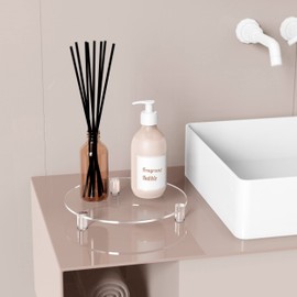 SVENJBB Clear Round Pedestal Riser Board 7 Inch 2-Pack, Decorative Acrylic Display Stand for Home and Kitchen Counter Décor, Waterproof Display Tray for Plants and Bathroom