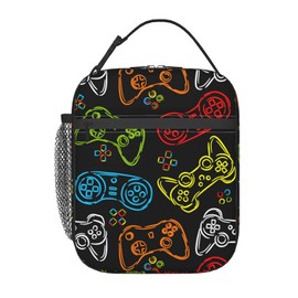 Mrublnel Video Game Controller Insulated Lunch Box Portable Lunch Bag with Detachable Handle,Reusable Lunchbox for Boys Girls Adult (Mrlunchbag-2302)