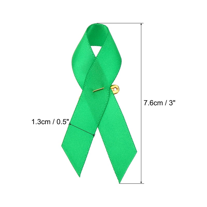 PATIKIL Pack of 30 Green Polyester Ribbon Satin Pins, Awareness