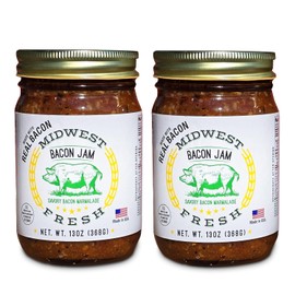Midwest Fresh Award-Winning Bacon Jam | 13 oz Gourmet Burger Sauce and Charcuterie Board Staple | Versatile Bacon and Onion Marmalade Relish | Non-GMO, Gluten-Free | Perfect for Grilling and Dips (2 Pack, 13, Fl Oz)