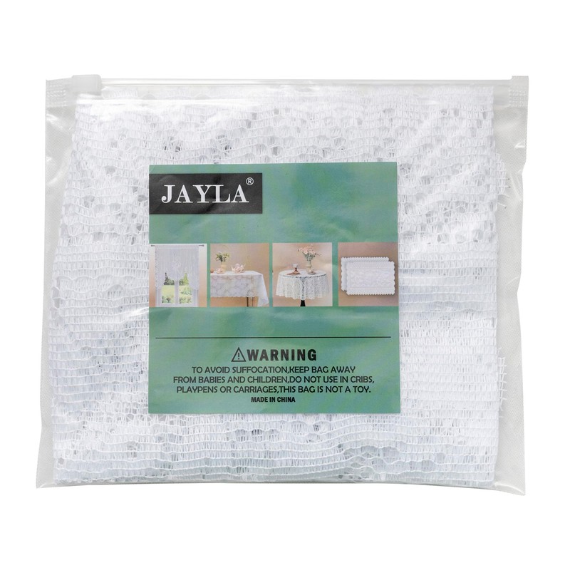 Jayla White Semi-Sheer Floral Lace Curtain Swag for Kitchen Half