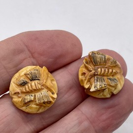 PremiumBead Carved Butterfly/Rose Waterbuffalo Bone Beads | 20x8.5mm | 2 Beads |