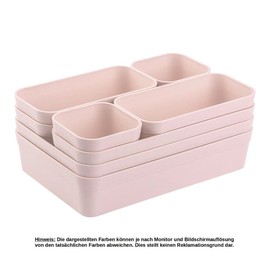 1 x Drawer Organiser Set 8 Pieces Pink Universal Adjustable Storage Box One Piece Separation System Utensils Storage Living Bathroom Plastic BPA Free