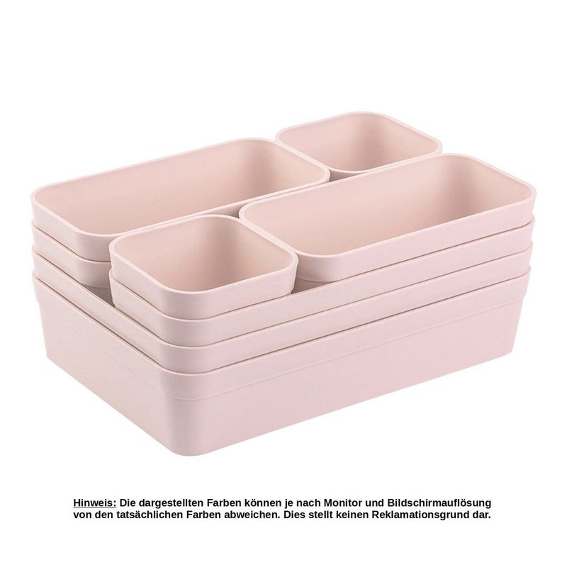 1 x Drawer Organiser Set 8 Pieces Pink Universal Adjustable
