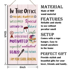 Principle Office Decor Signs, Inspirational Wall Sign, Decorative Wood Hanging Wood Plaque, Decoration for School Principal Office, Rustic Door Hanger, End of Year Gift, Thank You Gift for Principle B