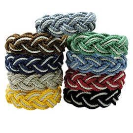 Sailor Knot Rope Bracelet Nautical Cotton with Natural White Stripe