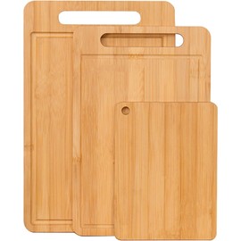 Bamboo Cutting Board Set of 3, Wooden Cutting Boards with Juice Groove for Kitchen, Thick Chopping Board for Meat, Vegetables and Fruits, Serving Cheese Board, Bread Board or Chopping Board Set