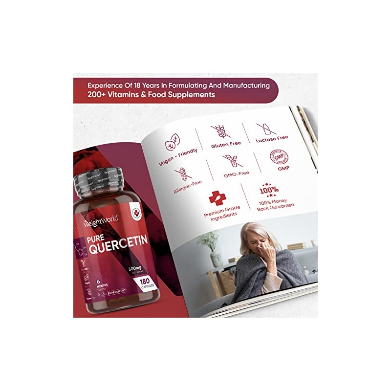 Pure Quercetin 1000mg - 180 Vegan Quercetin Powder Capsules (2