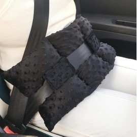 Seat Belt Pillow for Peritoneal Dialysis Port Protector Cushion Ostomy Stoma PD Catheter Gtube Peg Feeding Tube Picc Line Post Surgery Pillow Abdominal Surgery Recovery Minky Dot Black