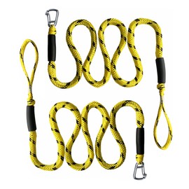 7-11FT Boat Bungee Dock Lines with 316 Stainless Steel Clips – Stretchable Elastic Mooring Ropes for Pontoon Boat,Seadoo,Bass Boat,Jet Ski,Kayak,Watercraft,Fishing Boat,2Pac (Yellow)