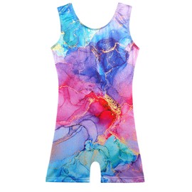 BAOHULU Gymnastics Leotards for Girls Kids Sparkle Tank Biketards with Shorts Dance Outfit B406_PurpleMarble_120