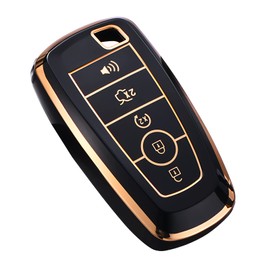 Cacacar - Funda para llavero Ford, para Explorer Bronco Escape Edge Expedition Mustang F150 Fusion Ranger Lincoln Premium Soft TPU Funda de protección completa para llave a distancia (negro)