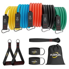 Rubruel Resistance Bands Set with Handles - 150 lbs Heavy Duty Exercise Bands, Workout Bands for Home Gym, Strength Training, Yoga, Physical Therapy - Includes Door Anchor, Ankle Straps and Carry Bag