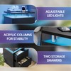 15" Black Nightstand Set of 2 with LED Lights, Modern