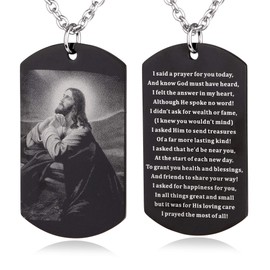 FAYERXL Jesus Praying Catholic Christian Holy Bible Scripture Baptism Religious Communion Confirmation Rite Gift Dog Tag Necklace for Men/Church pastor (I said a prayer for you today)
