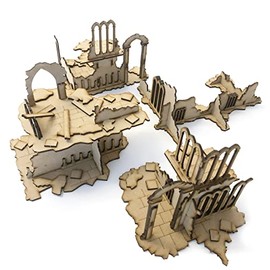 Pwork Wargames Medieval Lost Castle 03 - Medieval Cityscape for Miniatures in Scale 28 mm / 35 mm - Table Miniatures Wargame 3D Landscape - MDF 3 mm