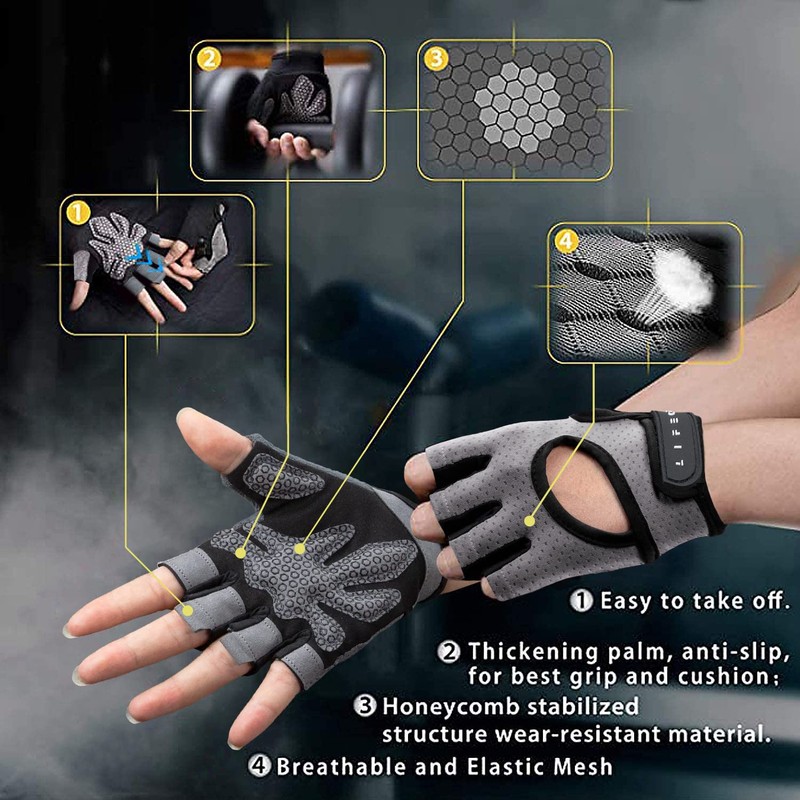 LIFECT Essential Breathable Workout Gloves, Knuckle Weight Lifting Fingerless Gym