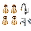 SHULLIN 4pcs Brass Tap Connector Hose Connection Tap Universal Tap