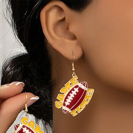 Game Day Earrings for Women Football Earrings Game Time Earrings Sports Earrings for Women Football Fan Team Jewelry (gold)