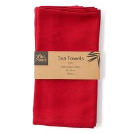 Wild & Stone Organic Cotton Herringbone Tea Towels, Cotton Kitchen Towels, Set of 2, Berry