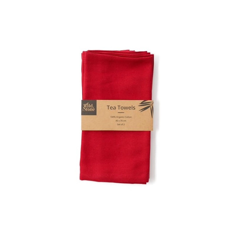 Wild & Stone Organic Cotton Herringbone Tea Towels, Cotton Kitchen