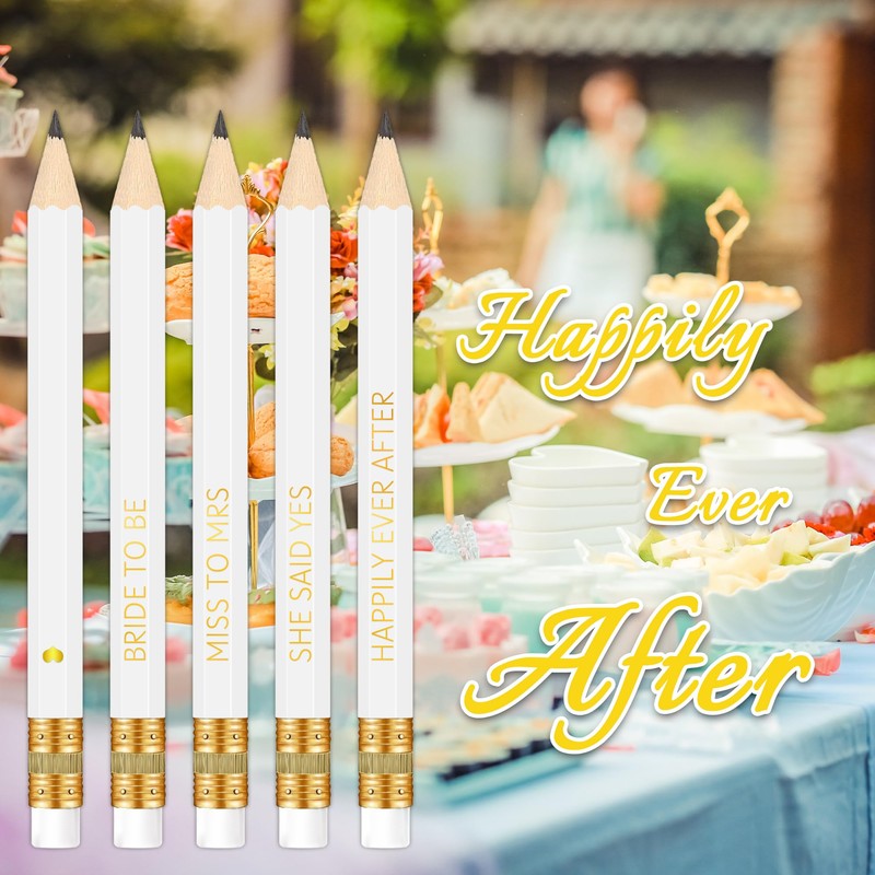 Vusnud 50Pcs - Bridal Shower Sharpened Half Pencils with Erasers,