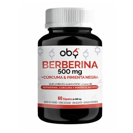 Berberina HCl Pura 60 caps Potenciada con Piperina y Cúrcuma | Ingredientes Naturales Premium | Suplemento Alimenticio Oby Berberine Complex 60 capsulas