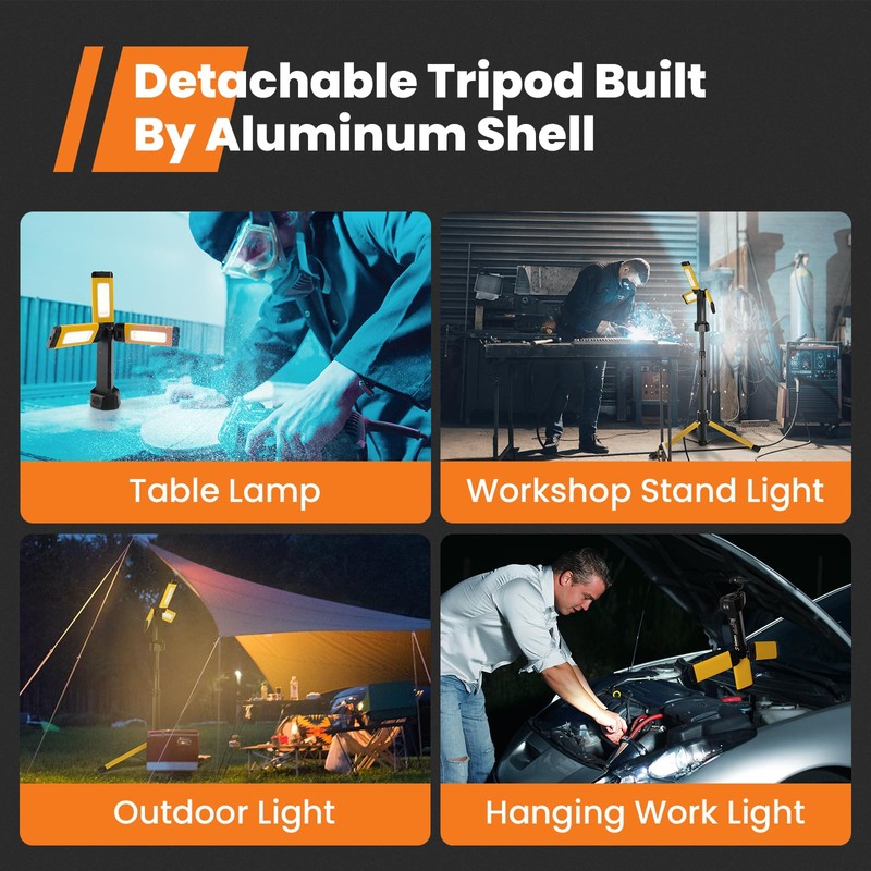 Rechargeable Work Light with Stand, GoGonova Cordless Work Light with