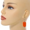 55mm Tall Orange Glass Square Drop Earrings
