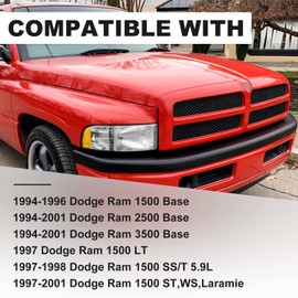 Reinko Headlights Assembly Compatible with 1994-2001 Dodge Ram 1500 Pickup, 94-02 Ram 2500 3500 (Non-Sport Models), Head lamp Set For 94-01 Ram 1500 Pair Driver & Passenger Side OE Replacement W/Bulbs