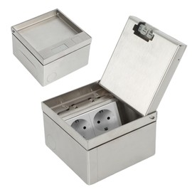 Floor Tank, Floor Socket, Built-in Socket, Waterproof Floor Recessed Socket, 2-Way Recessed Socket, Stainless Steel for Floor (2AC)