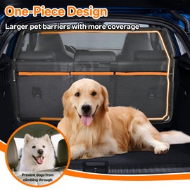HCGADON Dog Barrier for SUV - 50" Wide Escape-Proof Dog car Divider Back seat Barrier, Durable Nylon/PVC Mesh Net | Foldable Car Dog Barrier for Trucks, Mid-Sized Vehicles & SUVs