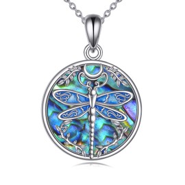 JBAERD Dragonfly Necklace Sterling Silver Abalone Shell Dragonfly Pendant Cute Animal Jewelry Gifts for Women