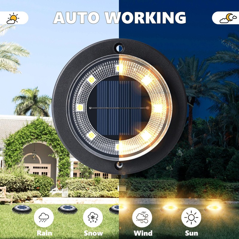 Flacchi Solar Lights Outdoor Waterproof - 2-in-1 Solar Powered Ground