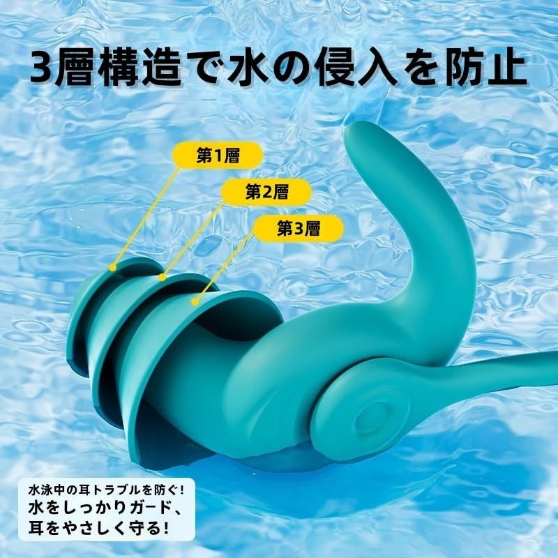 Lucky Friends 1 Set Swimming Ear Plugs with Cord Swimming