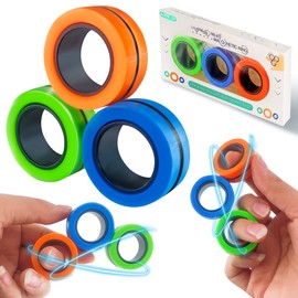 Dermasy Magnetic Rings Fidget Toy 2021 Newest 3 PCS Set Novelty Fidget Toys for Stress and Anxiety Relief Great Gift for Teens Kids Adults with OCD ADHD Autistc (3Pcs Multicolor (New))