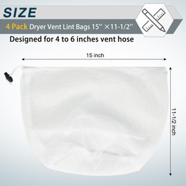 Dryer Vent Lint Catcher Bags 4 Set, Lint Trap Catcher and Filter Bag for Lint and Dust Catching, Indoor Outdoor Ventless Dryer Vent Cleaning Kit