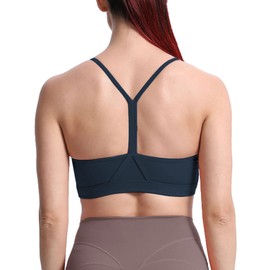 Aoxjox Sostén deportivo para mujer, sin espalda, acolchado, para entrenamiento, gimnasio, yoga, playera corta, Azul (Arándano), XXL