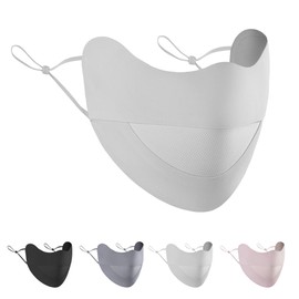 [TRENZADO] UVカット マスク フェイスカバー 日除け 日焼け止め 立体 UVカット マスク 冷感 日焼け 女性用 夏用 接触冷感 耳紐調節可能 洗える 紫外線対策 繰り返し使える スポーツ・自転車・通勤用 フェイス UVカバー レディース (ライトグレー)