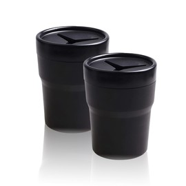 AIMALL 2PCS Compact Car Trash Bin, Mini Garbage Can for Auto, Vehicle Dustbin and Storage Holder, Fits in Cup Holder, 4.02x3.15x2.36 Inches
