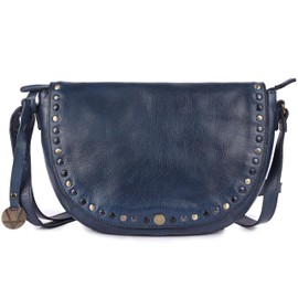 Genuine Italian Leather Boho Studded Crossbody Shoulder Bag - Stylish, Durable, & Perfect for Everyday Use for women, Navy, Medium