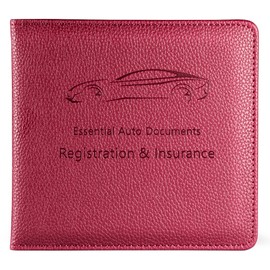 Mymazn Car Registration and Insurance Holder, PU Leather Insurance and Registration Holder with Magnetic Closure, Car Document Holder For Driver's License & Essential Documents, Red