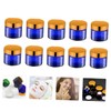 BIUDECO 12Pcs Blue Glass Cream Jar Cosmetics Container for Lotions