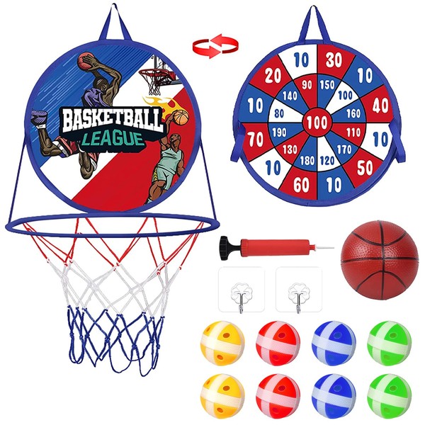 Basketball Hoop with Dartboard Set for Children, 2 in 1