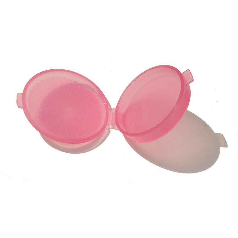 Tupperware Mini Clamshell Pill Keeper Round Pocket Container, Rose Pink